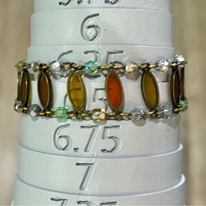 Vintage 1960s 1970s Boho Glass Cabochon Bracelet Adjustable